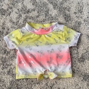 Penelope Mack Yellow and Pink Butterfly Swim Rashguard